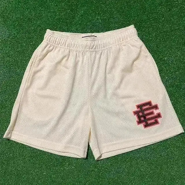 MIXED EMOTION EE Logo Casual Elastic Waist Sports Shorts Unisex Streetwear