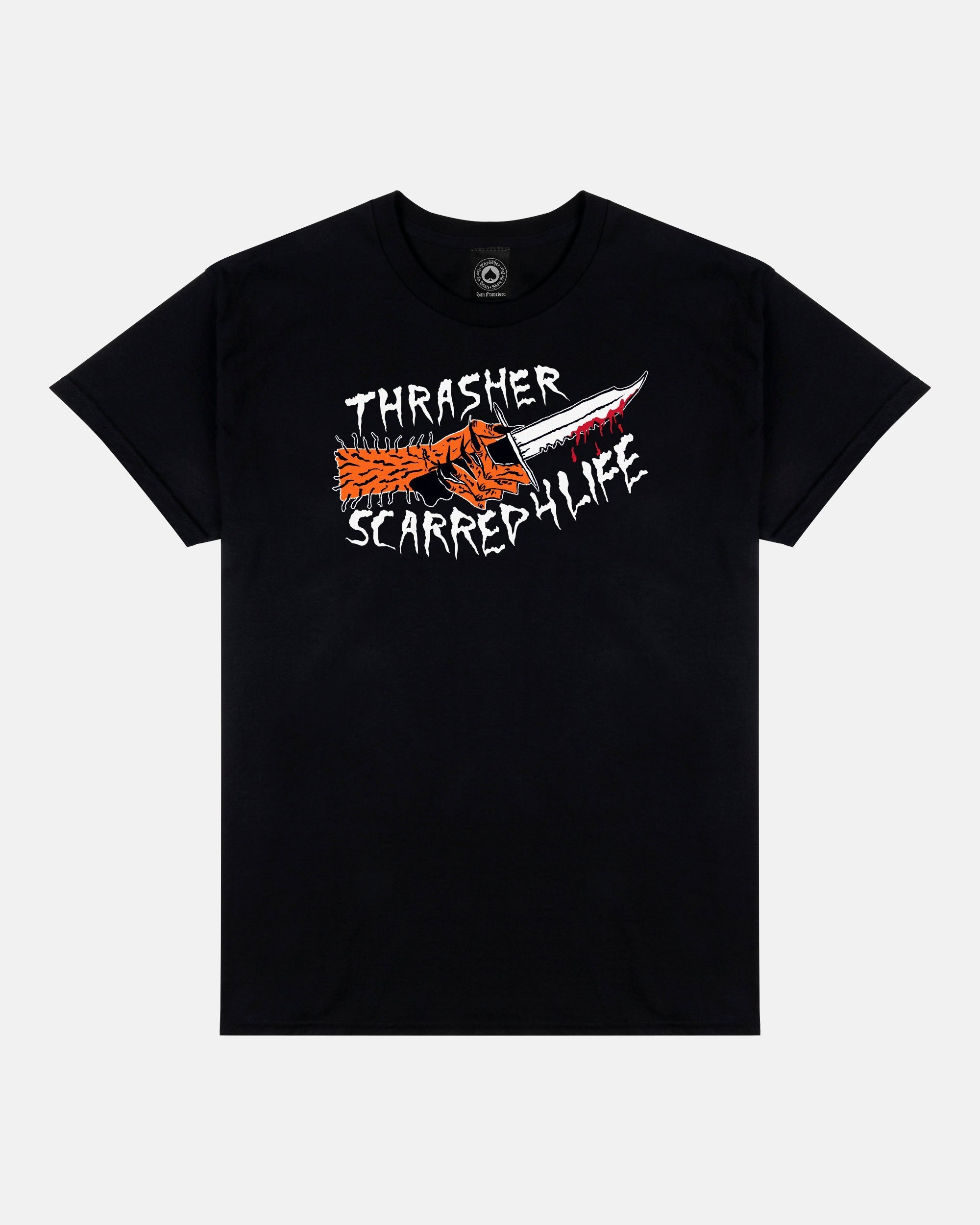 THRASHER Scarred 4 Life Graphic Black Short‑Sleeve T‑Shirt