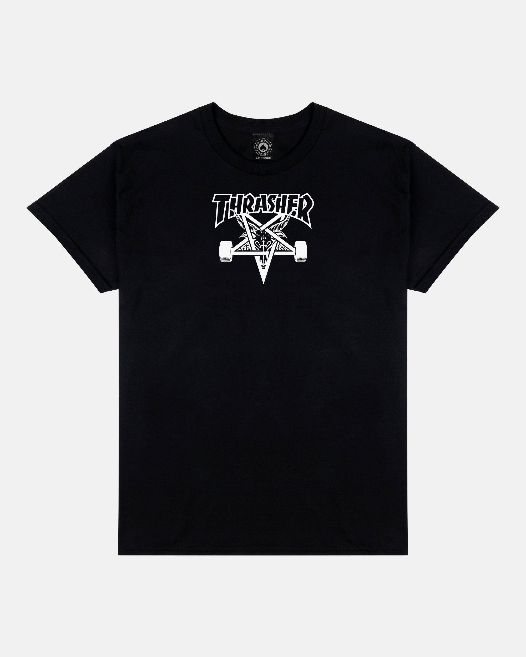 THRASHER Pentagram Skate Graphic Black Short‑Sleeve T‑Shirt