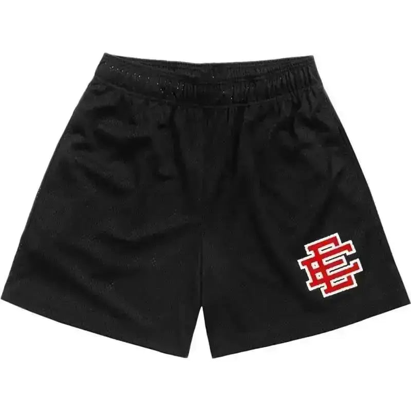MIXED EMOTION EE Logo Casual Elastic Waist Sports Shorts Unisex Streetwear