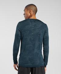 Gymshark Sport Seamless Long Sleeve T-Shirt - Navy/Denim Teal