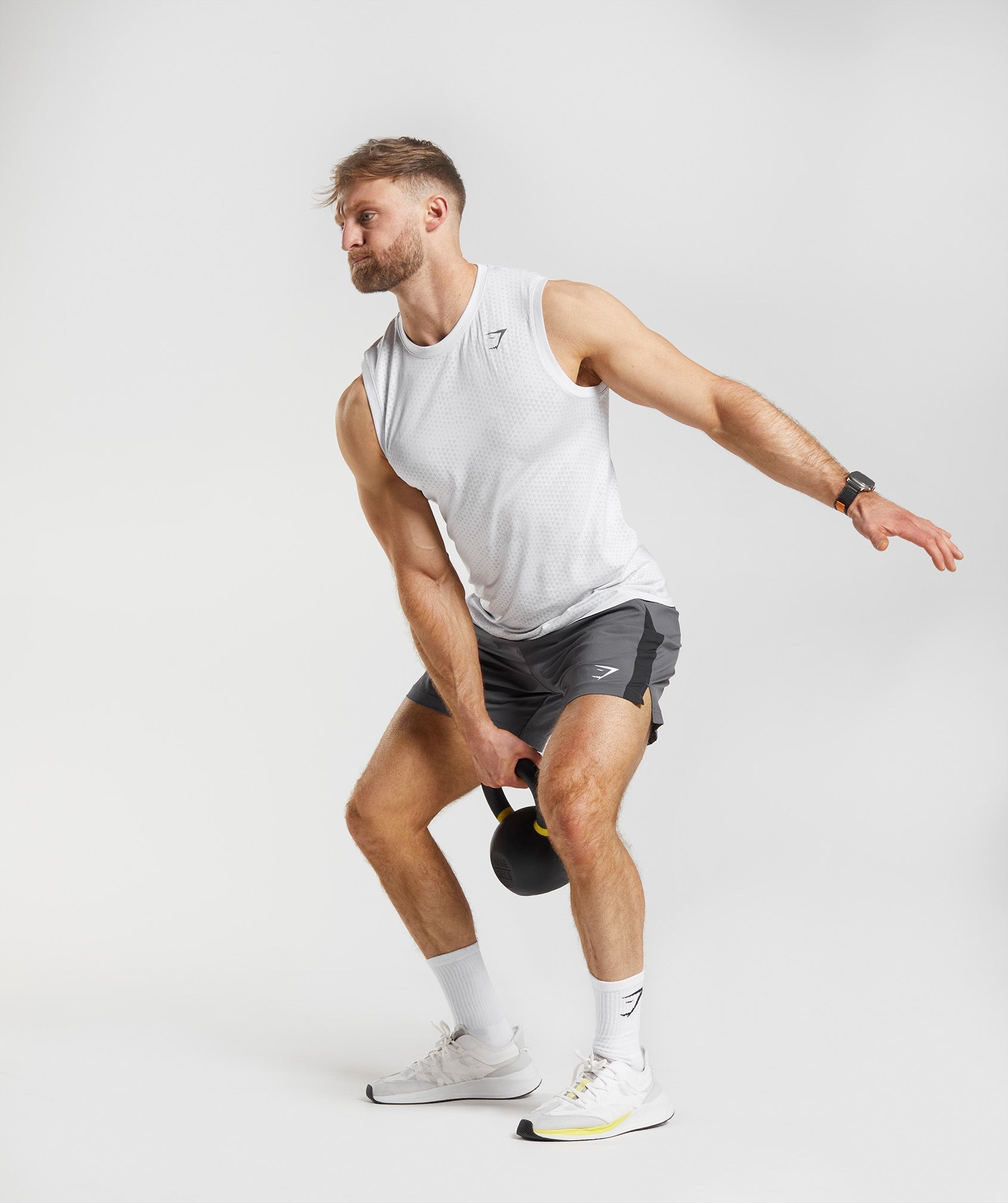 Gymshark Sport Seamless Tank - White/Smokey Grey