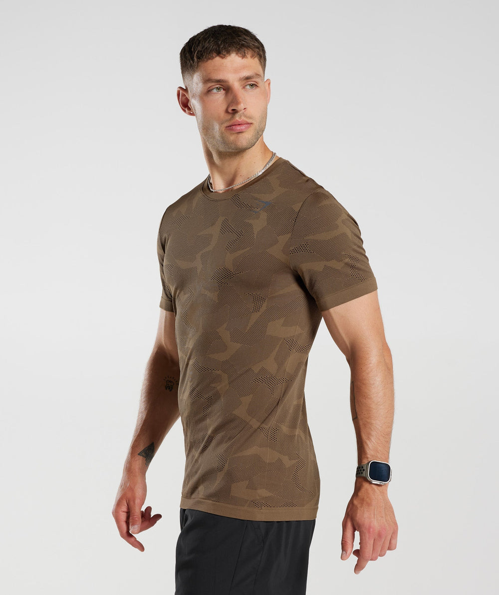Gymshark Sport Seamless T-Shirt - Fossil Brown/Black