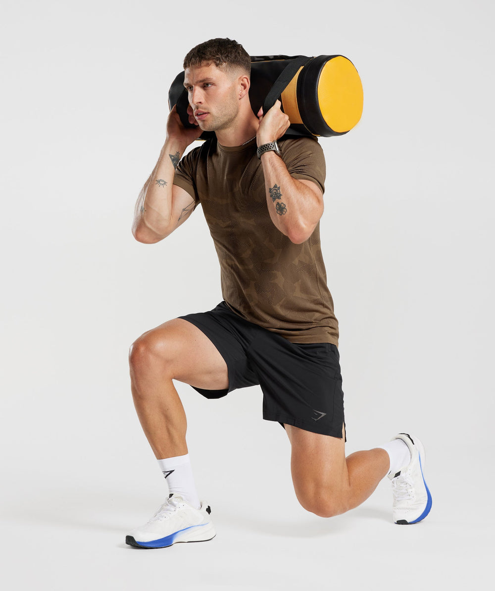 Gymshark Sport Seamless T-Shirt - Fossil Brown/Black