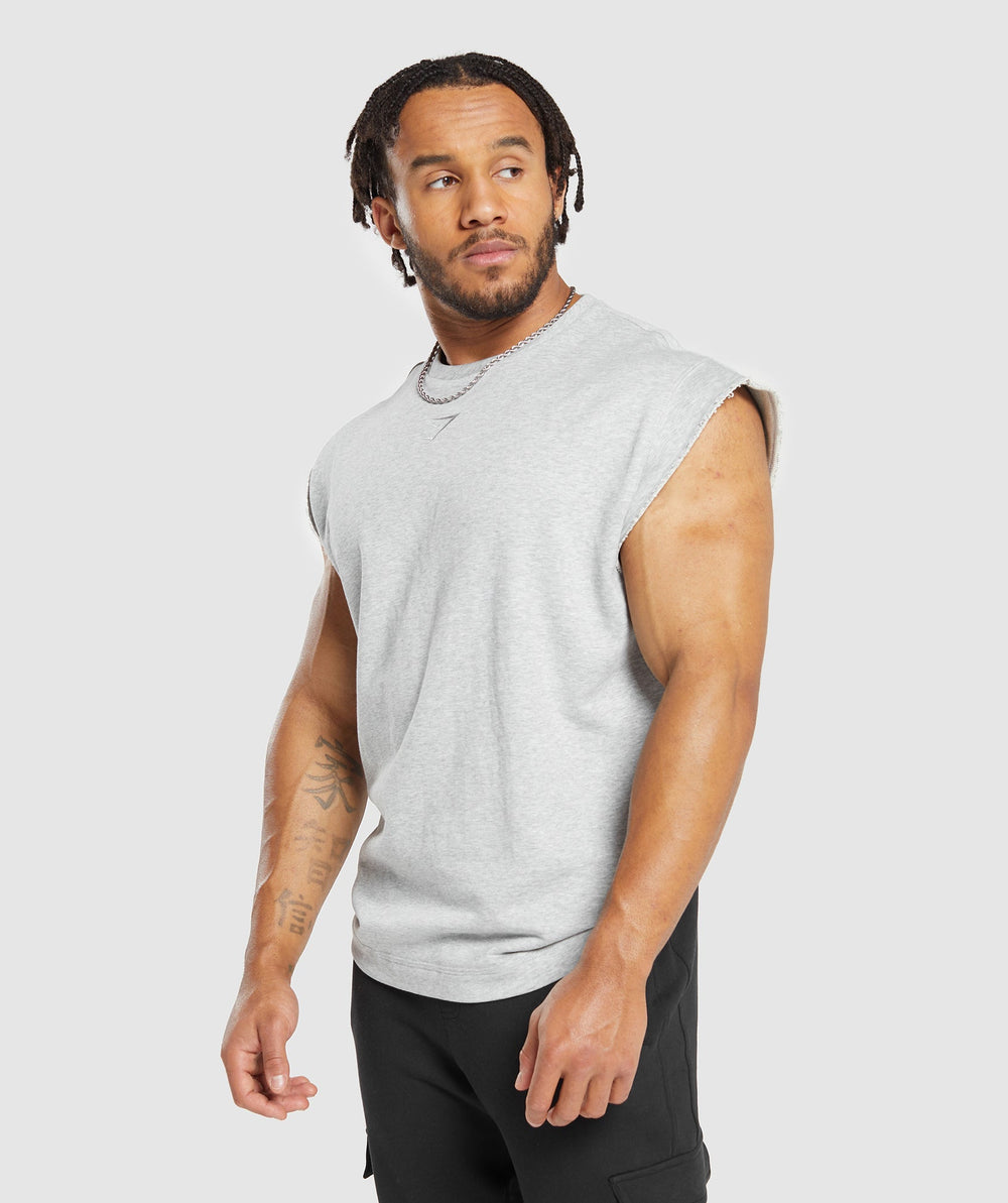 Gymshark Super Natural Cut Off Tank - Light Grey Core Marl