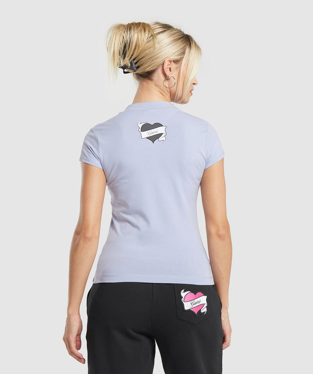 Gymshark Tattoo T-Shirt - Silver Lilac