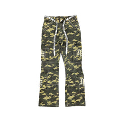 MIXED EMOTION Camo Rhinestone Flare Pants