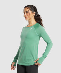 Gymshark Vital Seamless Light Long Sleeve Top - Lagoon Green Marl