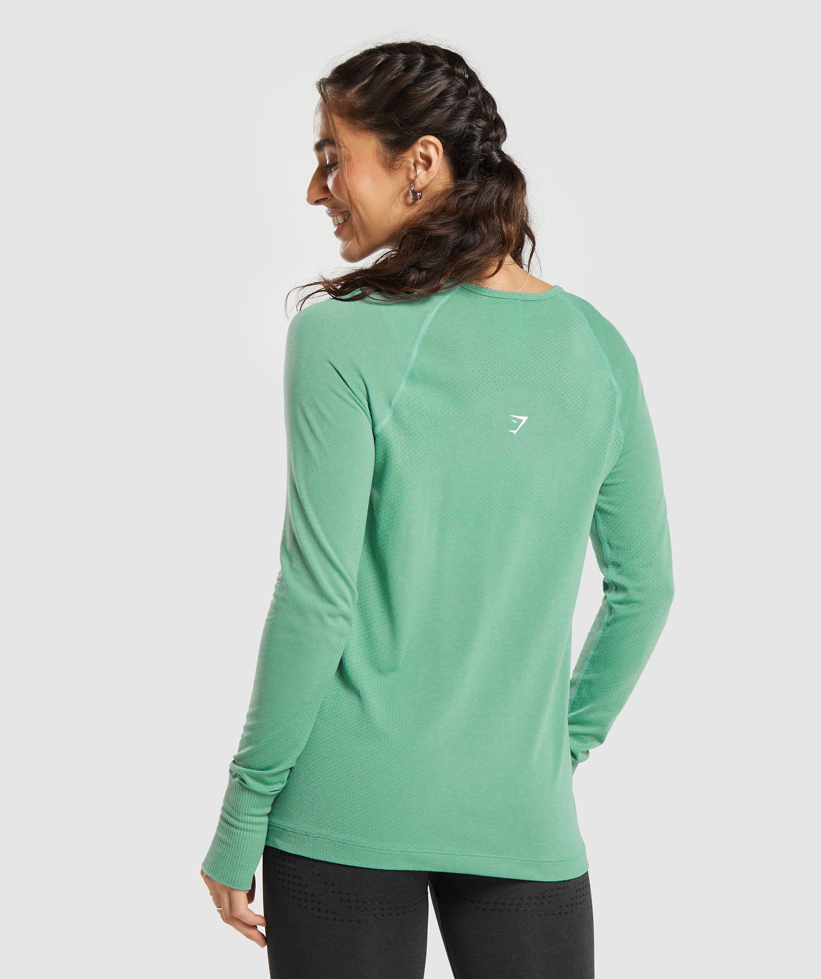 Gymshark Vital Seamless Light Long Sleeve Top - Lagoon Green Marl