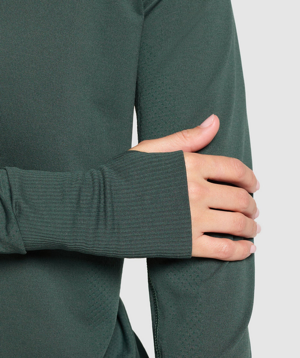 Gymshark Vital Seamless Light Long Sleeve Top - Woodland Green Marl