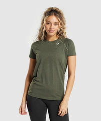 Gymshark Vital Seamless 2.0 Light T-Shirt - Base Green/ Marl