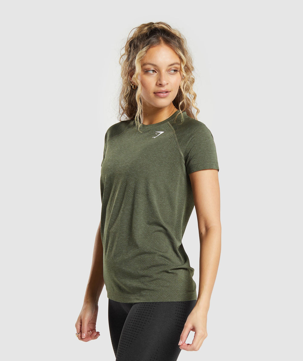 Gymshark Vital Seamless 2.0 Light T-Shirt - Base Green/ Marl