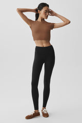Alosoft Crop Finesse Short Sleeve - Sun Kissed Brown