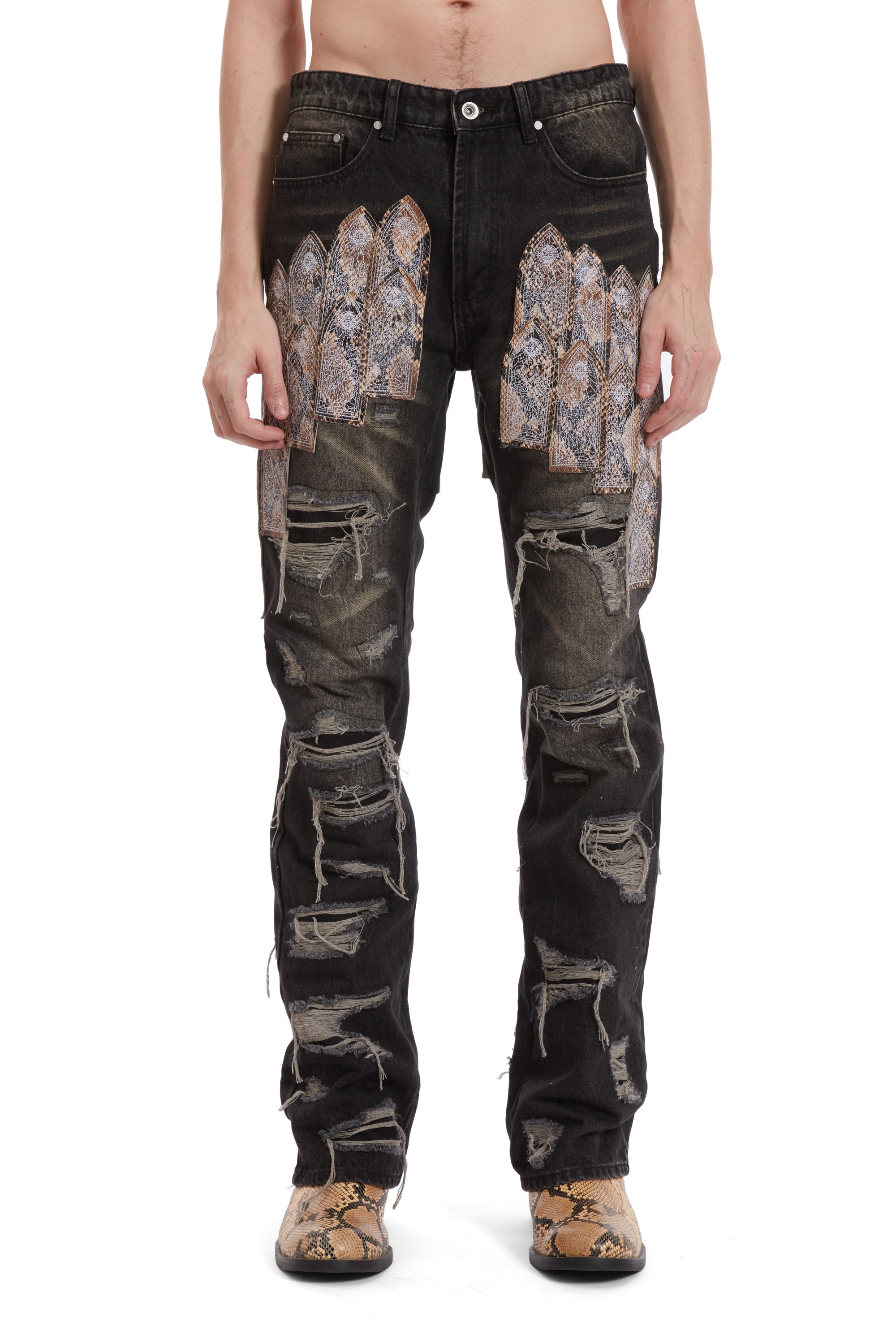 PATCHED ARCH MOCHA DENIM