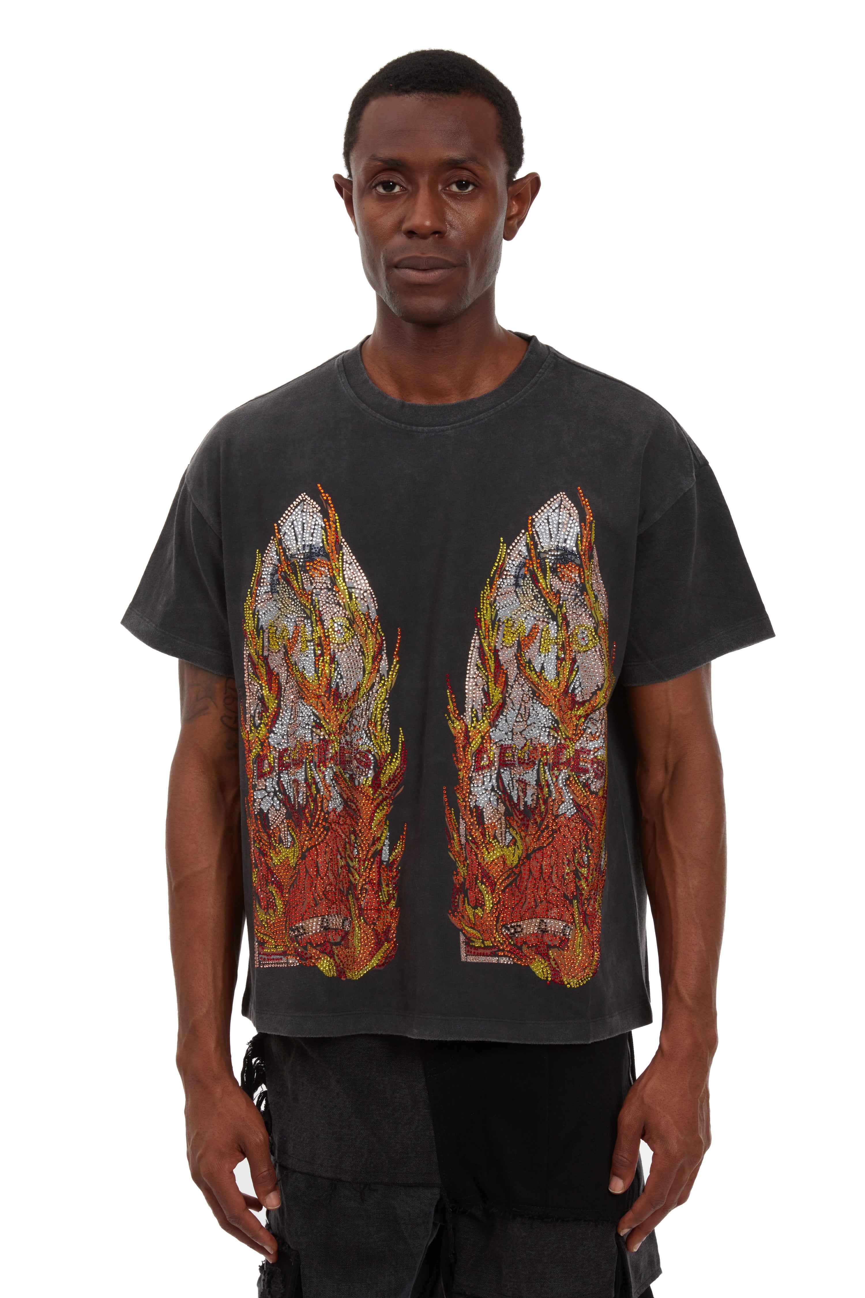 RHINESTONE FLAME GLASS JERSEY