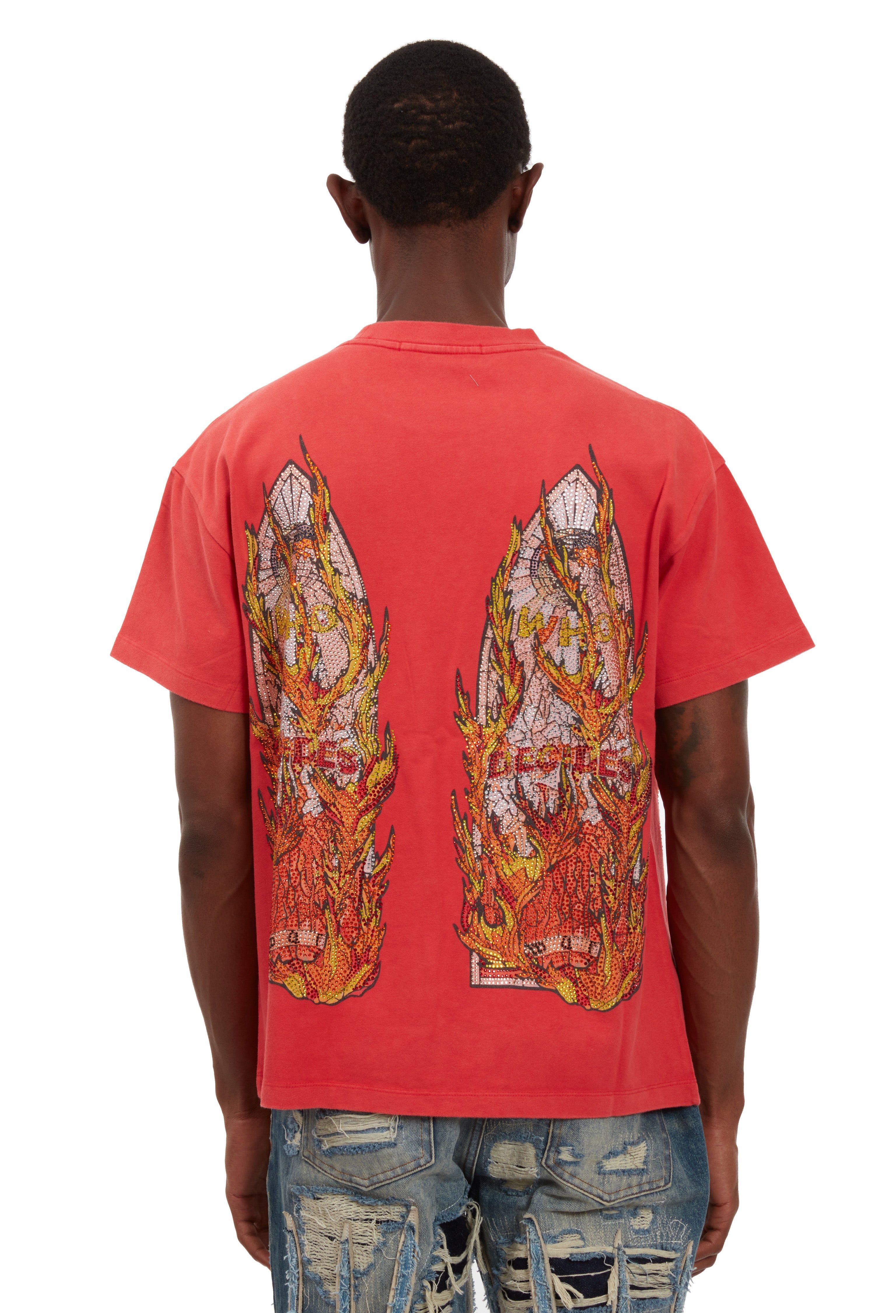 RHINESTONE FLAME GLASS JERSEY