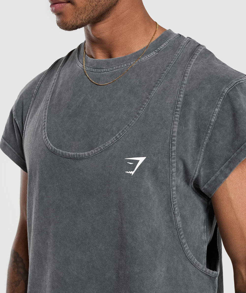 Gymshark Washed Double Layer T-Shirt - Black