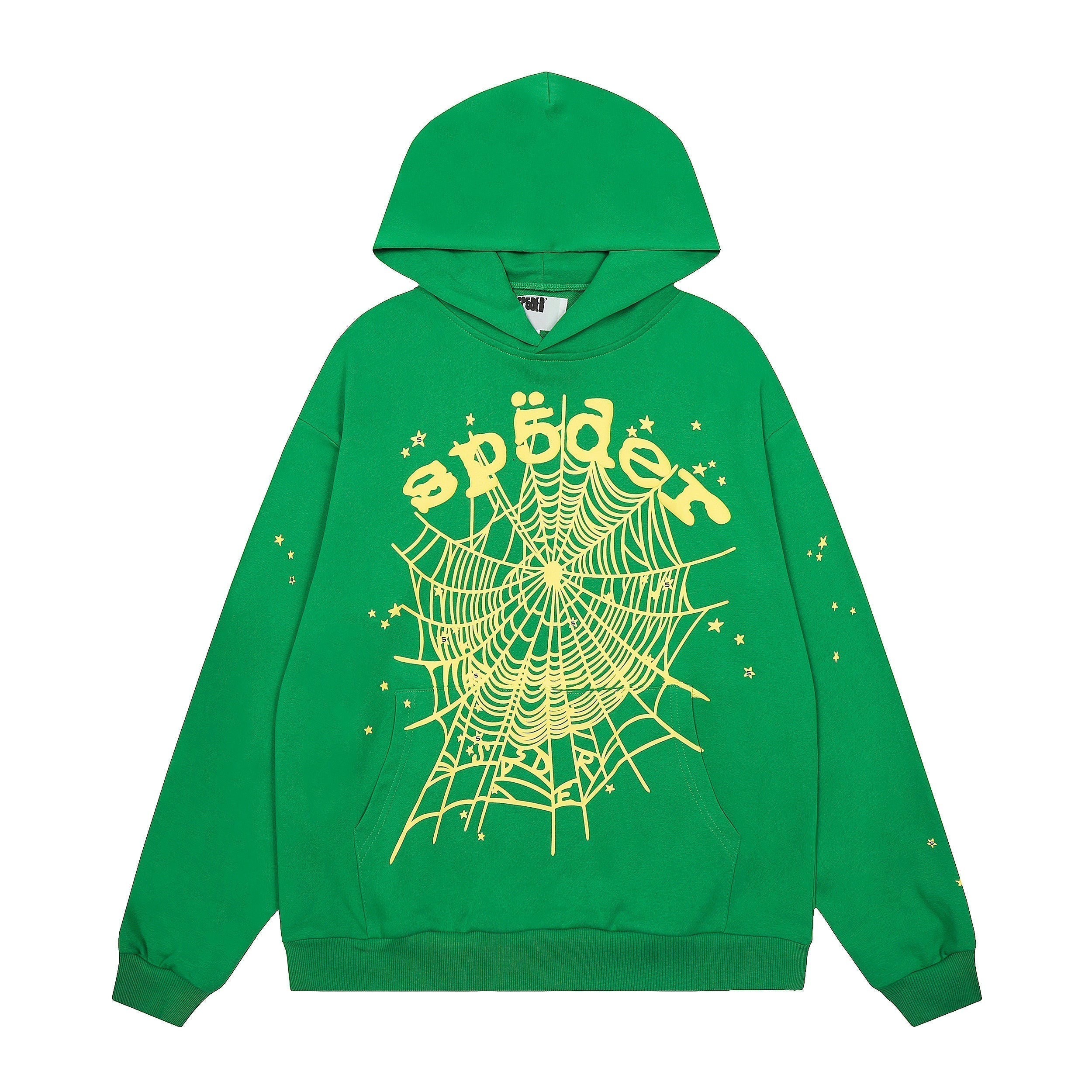 Sp5der Gold Spider‑Web Green Pullover Hoodie