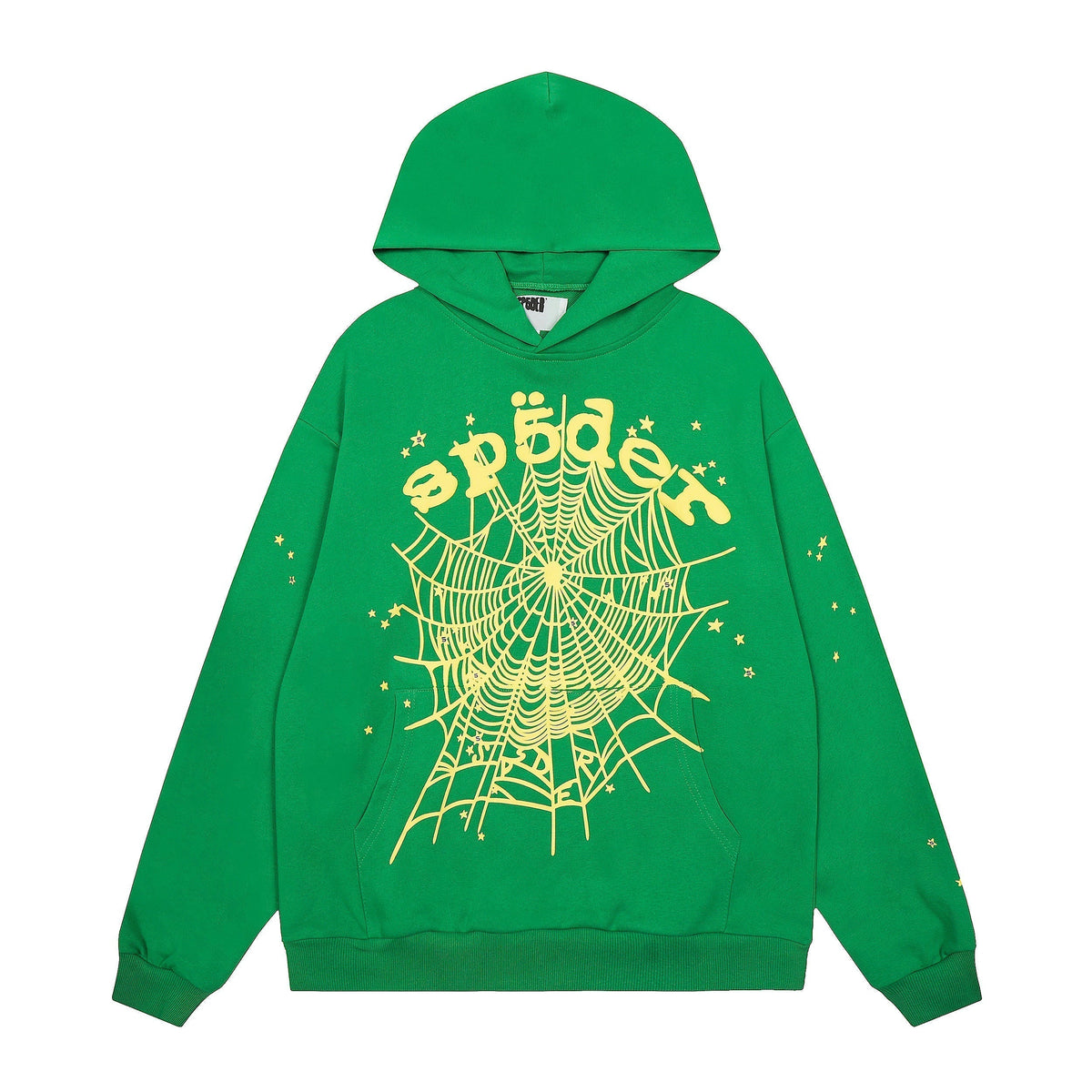 Sp5der Gold Spider‑Web Green Pullover Hoodie