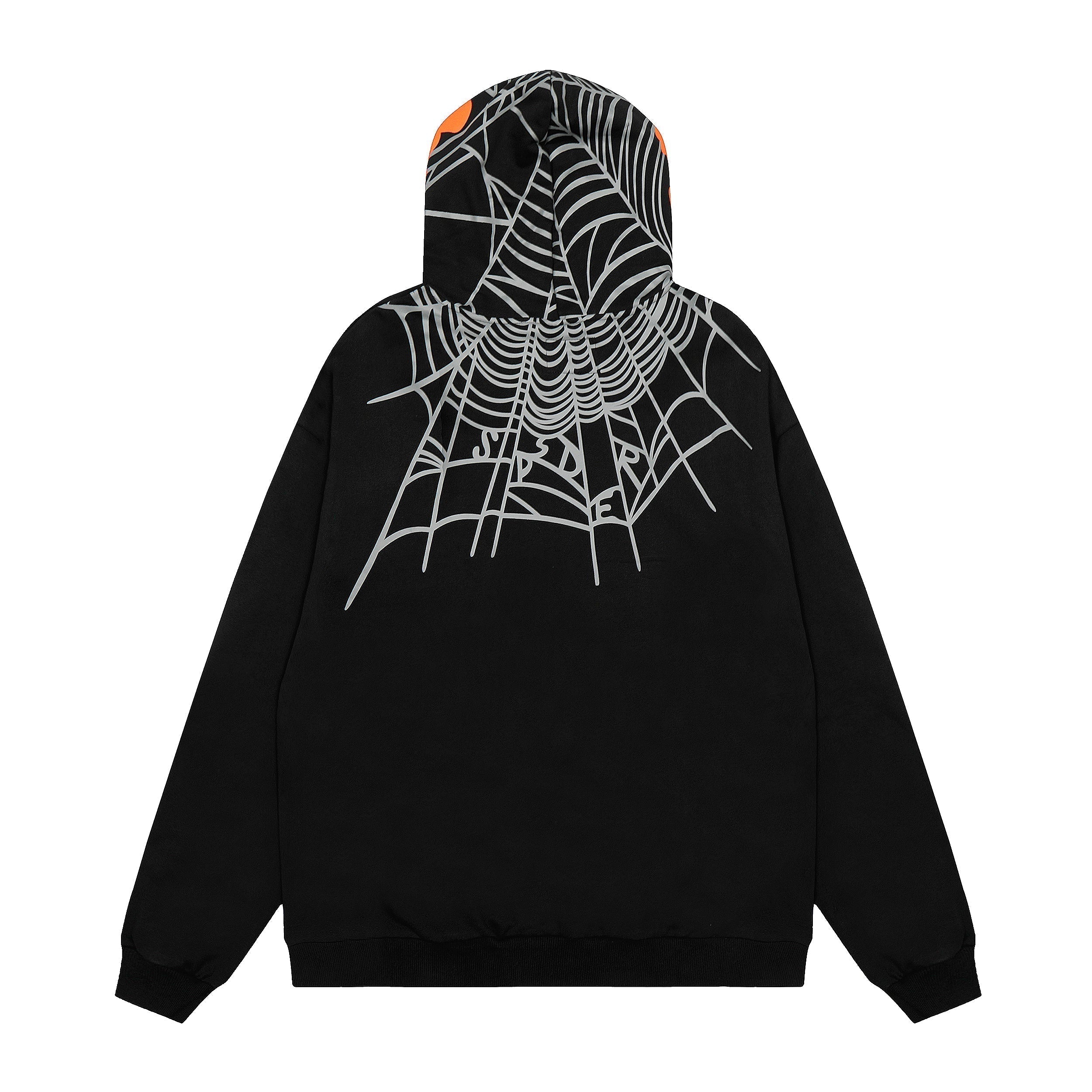 Sp5der Hood‑Print Star Splatter Pullover Hoodie