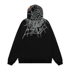 Sp5der Hood‑Print Star Splatter Pullover Hoodie