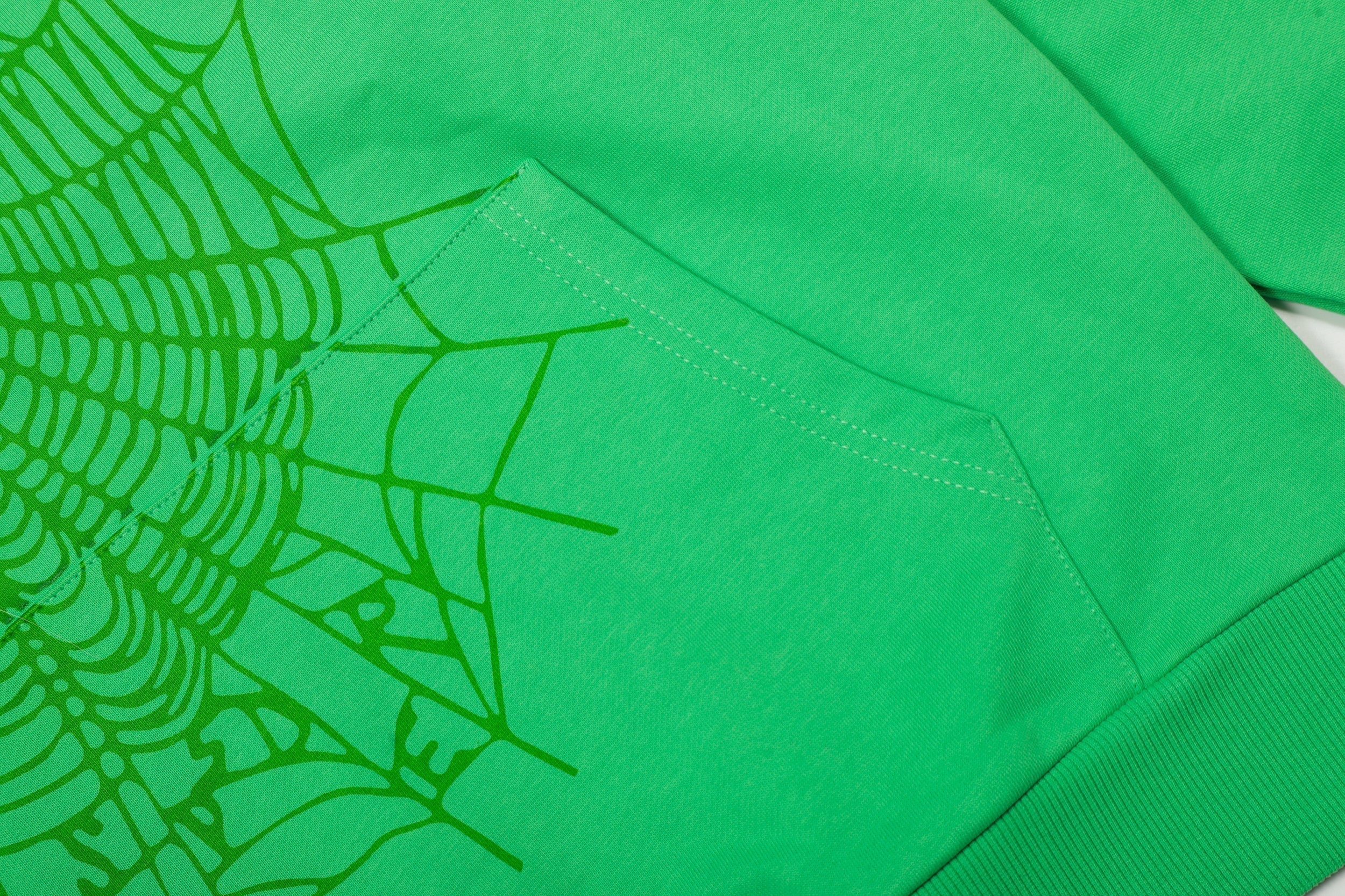 Sp5der Classic Spider‑Web Green Pullover Hoodie