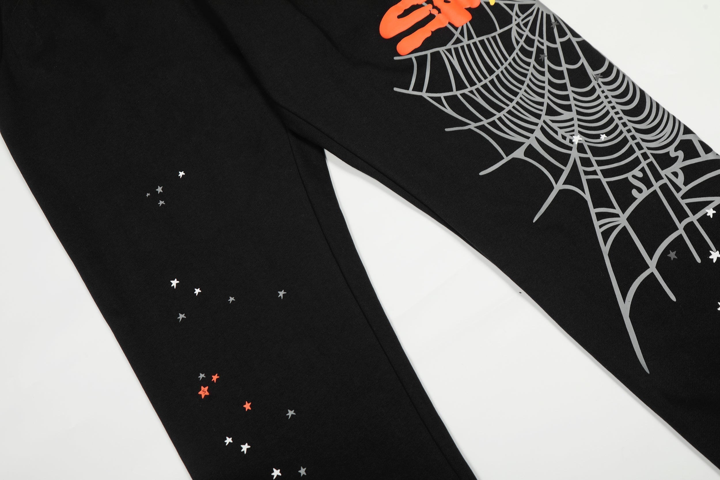 Sp5der Hood‑Print Star Splatter Pullover Hoodie