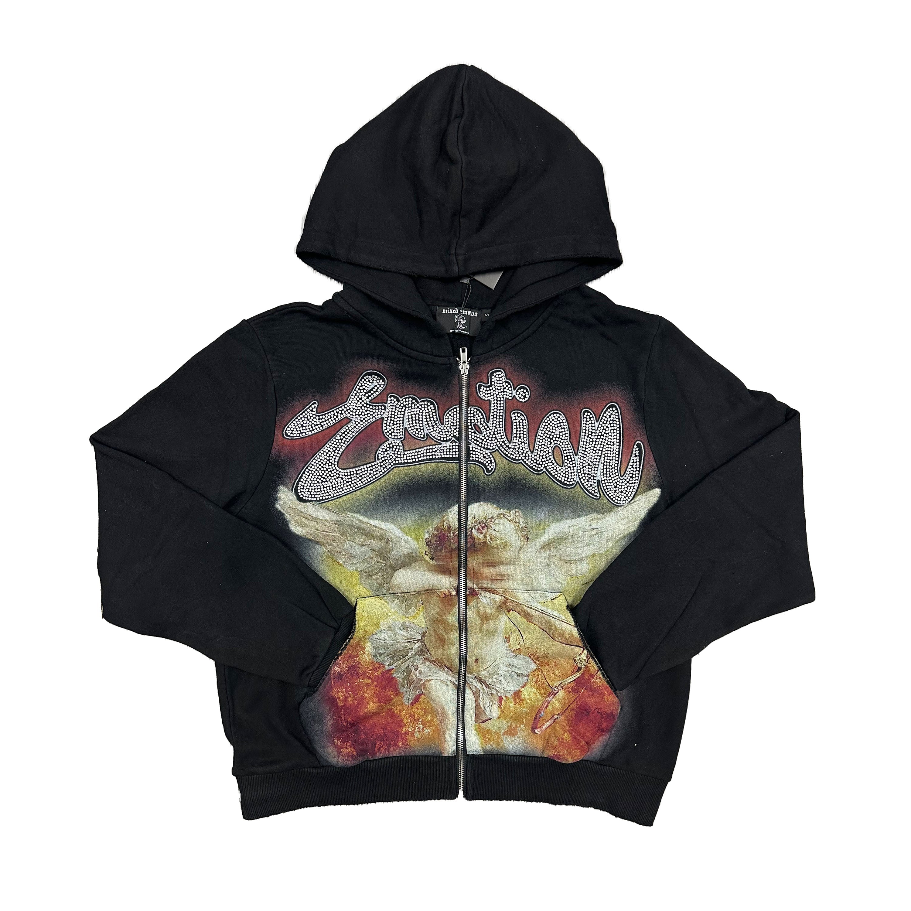 MIXED EMOTION Fire Angel Graphic Full‑Zip Hoodie