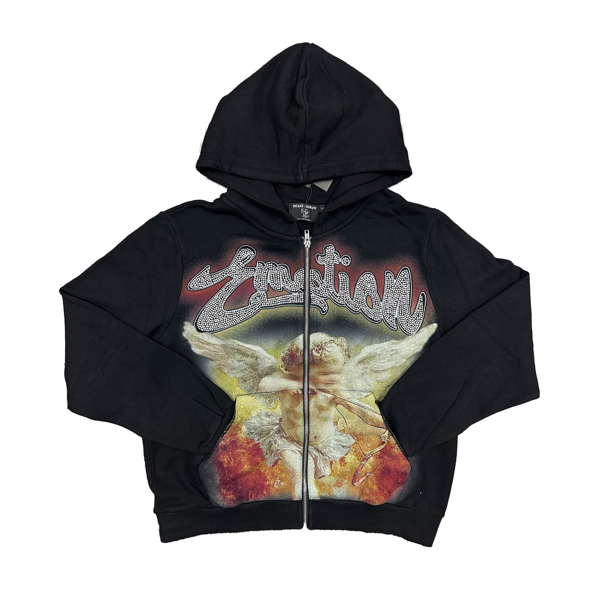 MIXED EMOTION Fire Angel Graphic Full‑Zip Hoodie