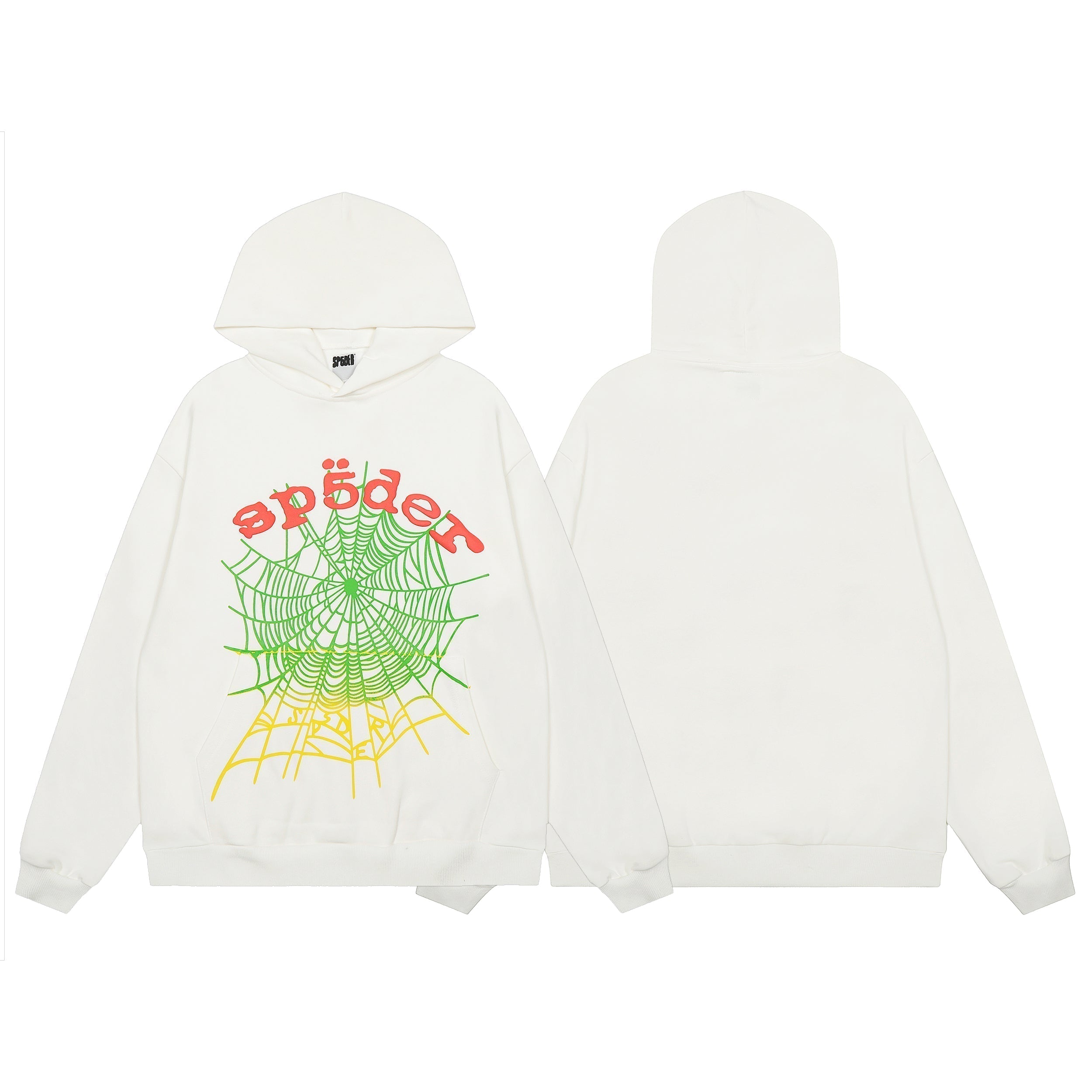 Sp5der Gradient Spider Web Graphic White Pullover Hoodie