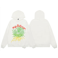 Sp5der Gradient Spider Web Graphic White Pullover Hoodie