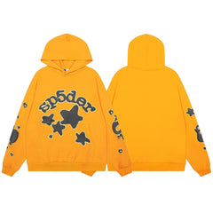 Sp5der Star Graphic Yellow Pullover Hoodie