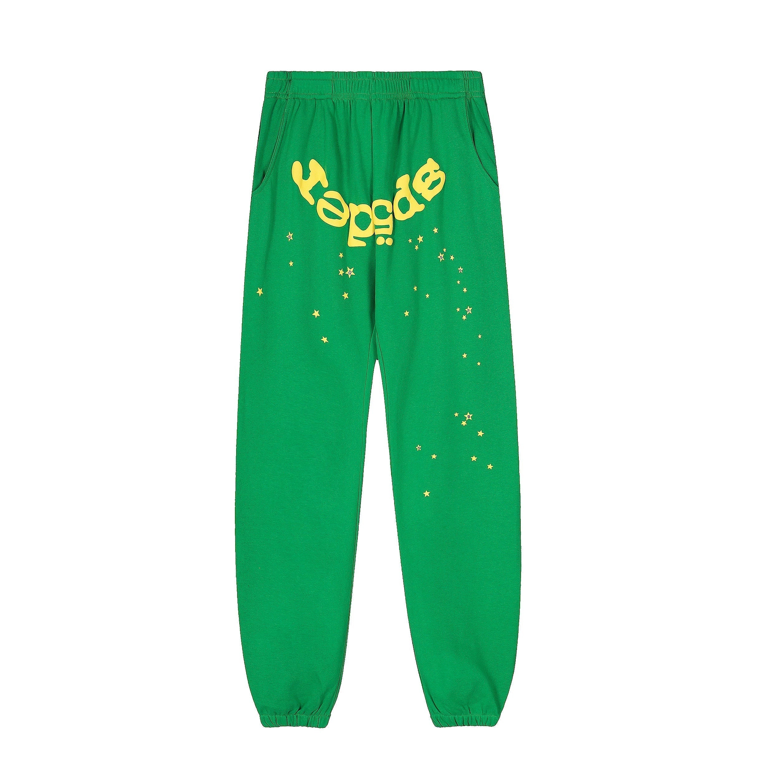 Sp5der Gold Spider‑Web Green Pullover Hoodie