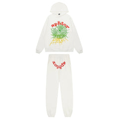 Sp5der Gradient Spider Web Graphic White Pullover Hoodie