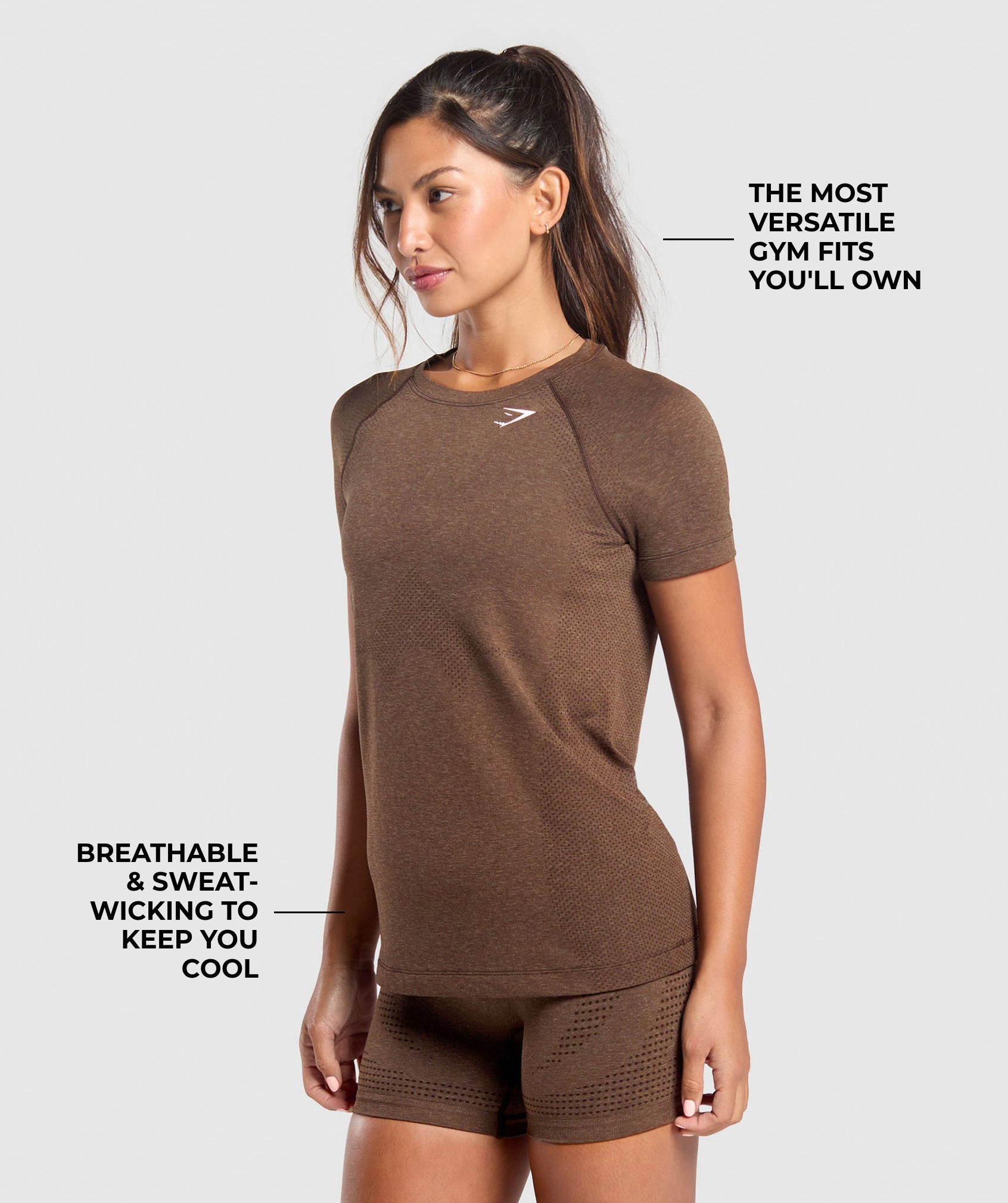 Gymshark Vital Seamless 2.0 Light T-Shirt - Espresso Marl