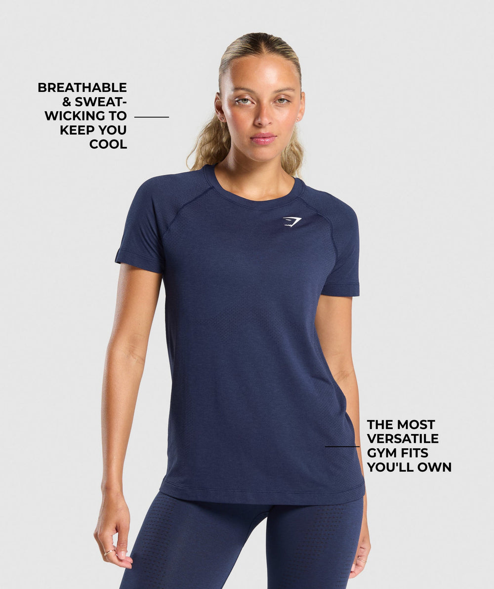 Gymshark Vital Seamless 2.0 Light T-Shirt - Heavy Blue Marl