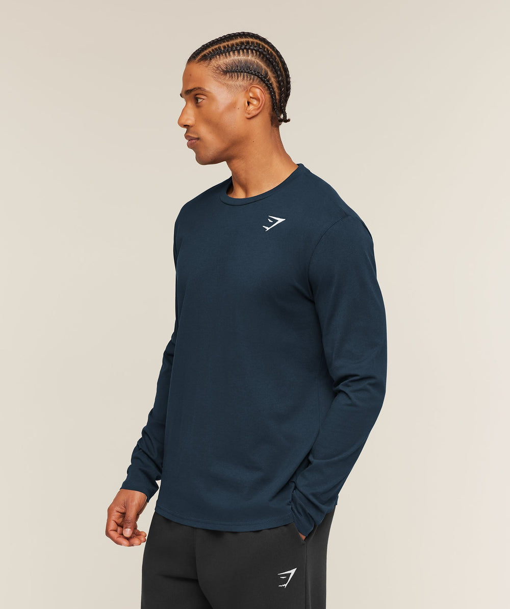 Gymshark Crest Long Sleeve T-Shirt - Navy