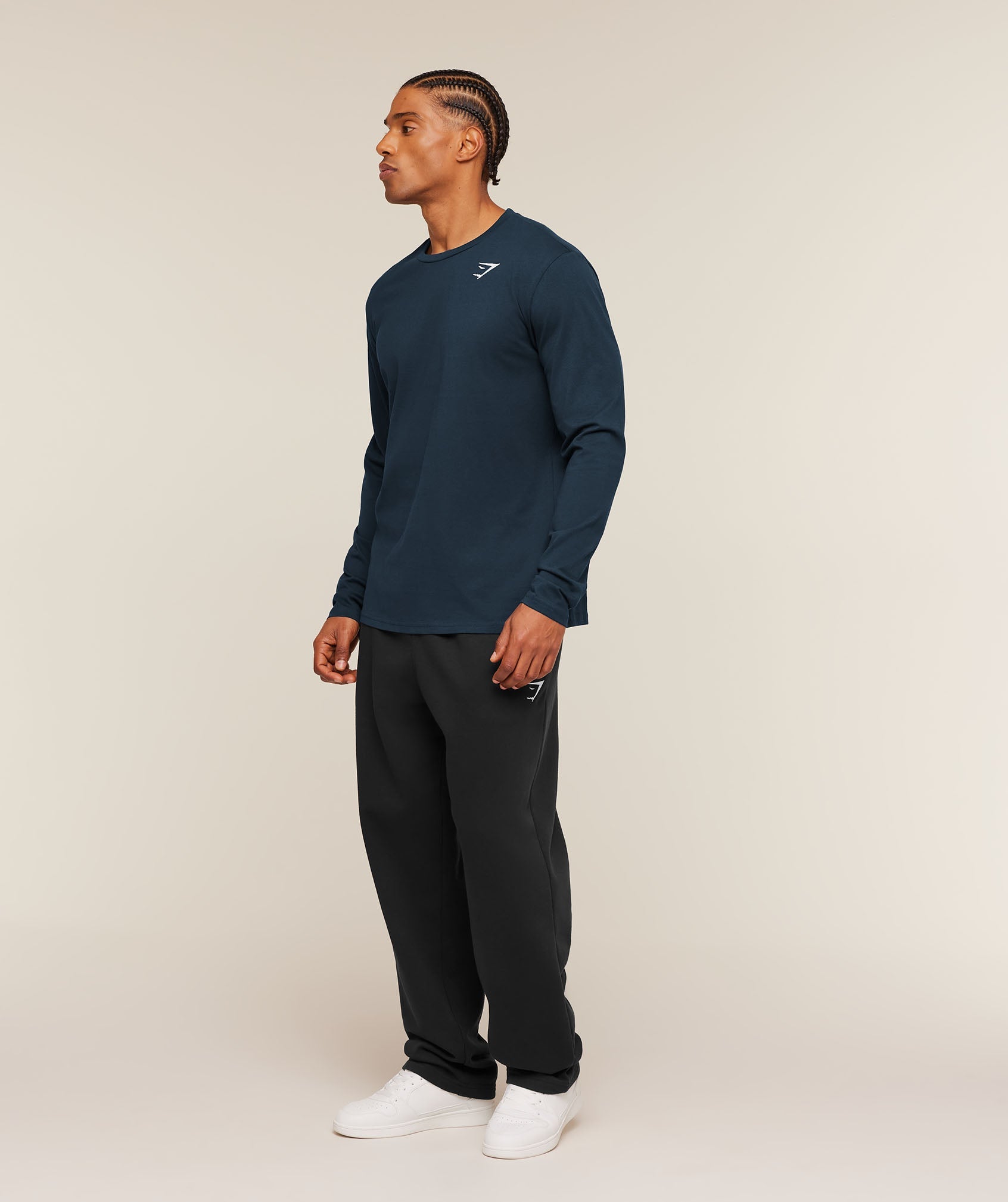 Gymshark Crest Long Sleeve T-Shirt - Navy