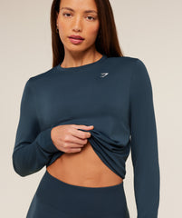Gymshark Everyday Seamless Long Sleeve Top - Navy