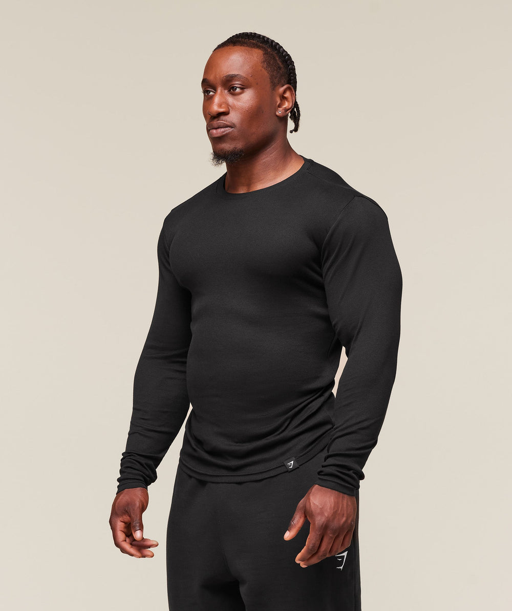 Gymshark Ribbed Long Sleeve T-Shirt - Black