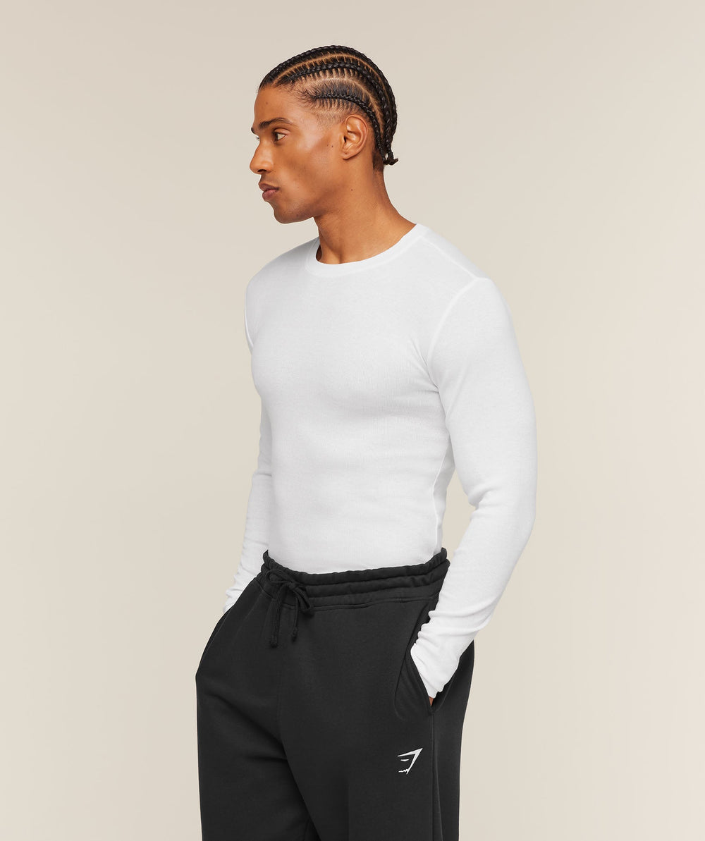 Gymshark Ribbed Long Sleeve T-Shirt - White