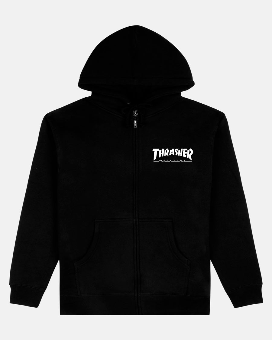 THRASHER MAG LOGO - ZIP UP HOODIE - BLACK