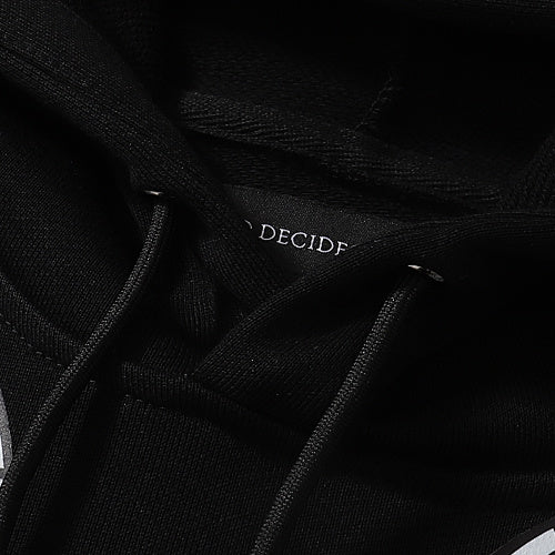 Black Scenery‑Print Long‑Sleeve Oversized Pullover Hoodie