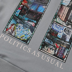 Blue Urban Print Loose‑Fit Sweatshirt
